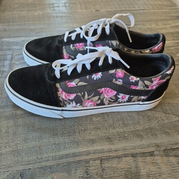 Vans Skate Shoes Womens 10.5 Old Skool Off The Wall Black Suede Garden Floral main image 5
